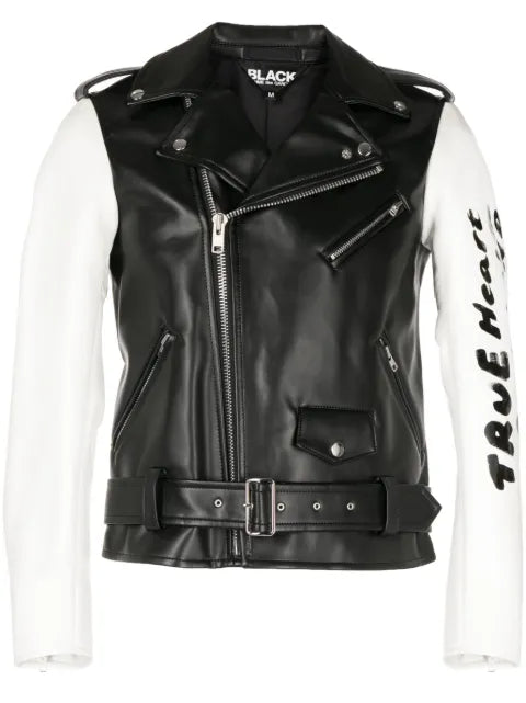 Black Comme Des Garçons contrasting-sleeves biker jacket