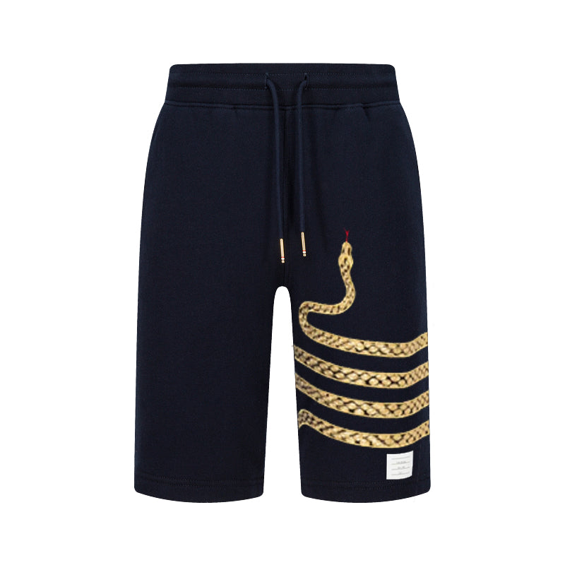 Thom Browne Style Four-Bar Snake Shorts