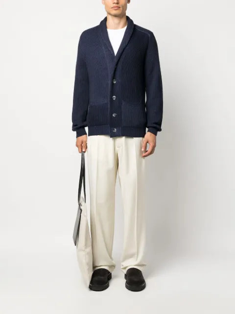 Fedeli shawl-collar ribbed cardigan