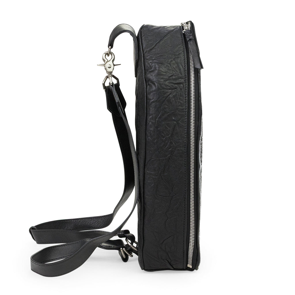 BLACK EMBROIDERED CROSSBODY BAG