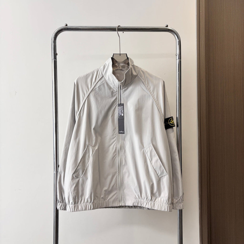 Stone Island Stand Collar Raglan Zip Jacket with Compass Badge