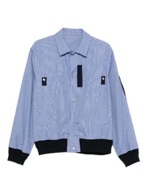sacai striped panelled bomber jacket