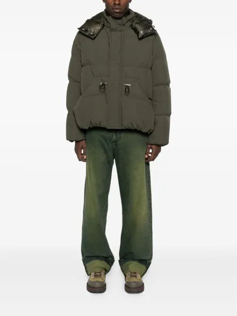 sacai hooded drawstring puffer jacket