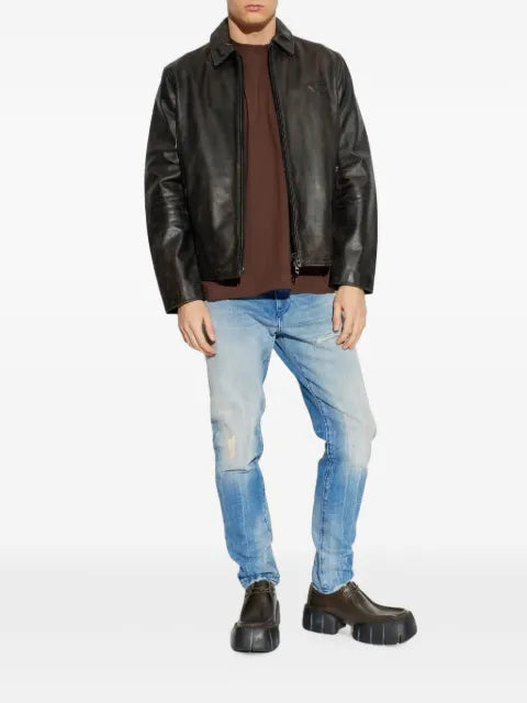 Diesel  logo-embossed leather jacket