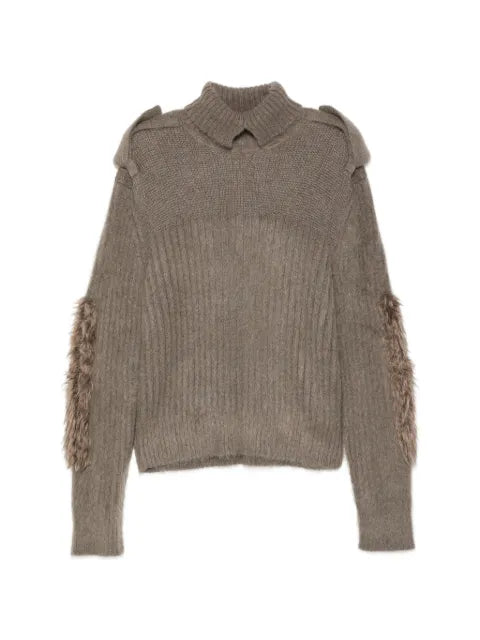 Burberry epaulette-detail faux-fur trim sweater