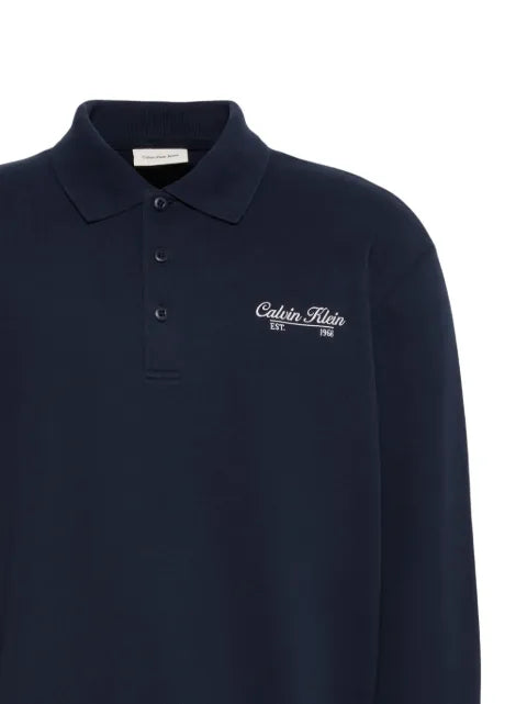Calvin Klein logo-embroidered polo-collar sweater