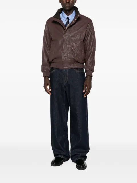 Lardini leather zip-up jacket