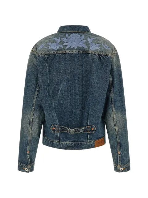 Kenzo floral-embroidered denim jacket