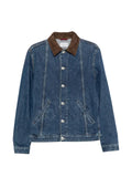 Brunello Cucinelli suede-collar buttoned denim jacket