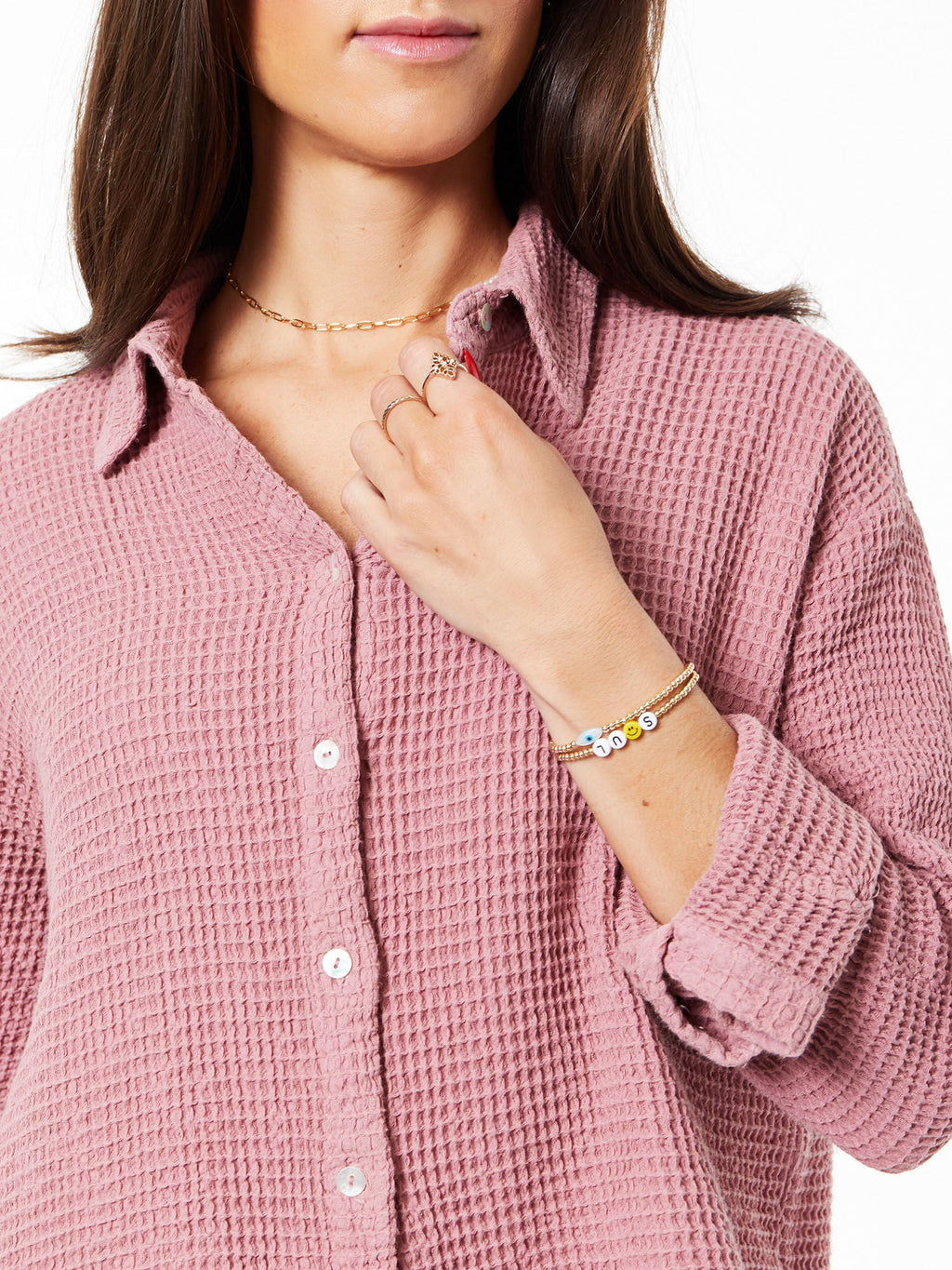 WAFFLE BUTTON DOWN SHIRT
