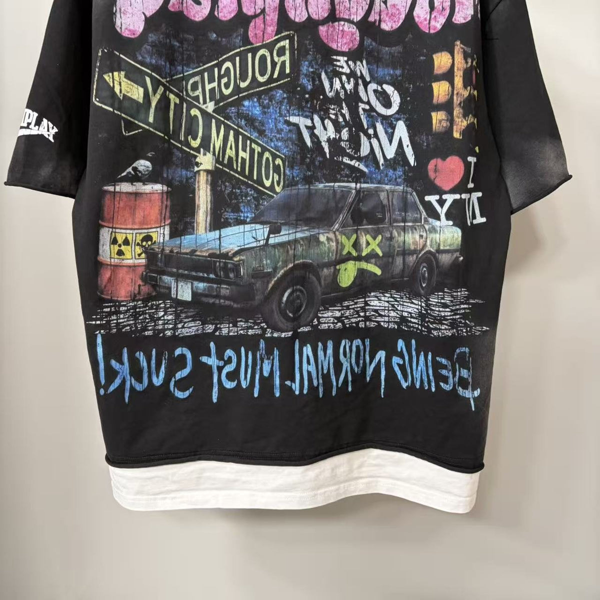 Rough Play Car & Road Sign Graphic T-Shirt