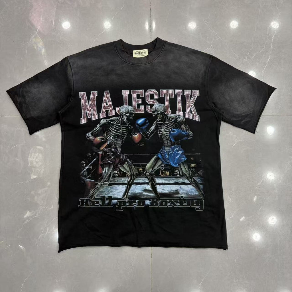 MAJESTIK Skeleton Boxing Graphic T-Shirt