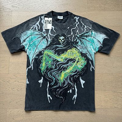VALE USA Grim Reaper Graphic T-Shirt - Charcoal Black