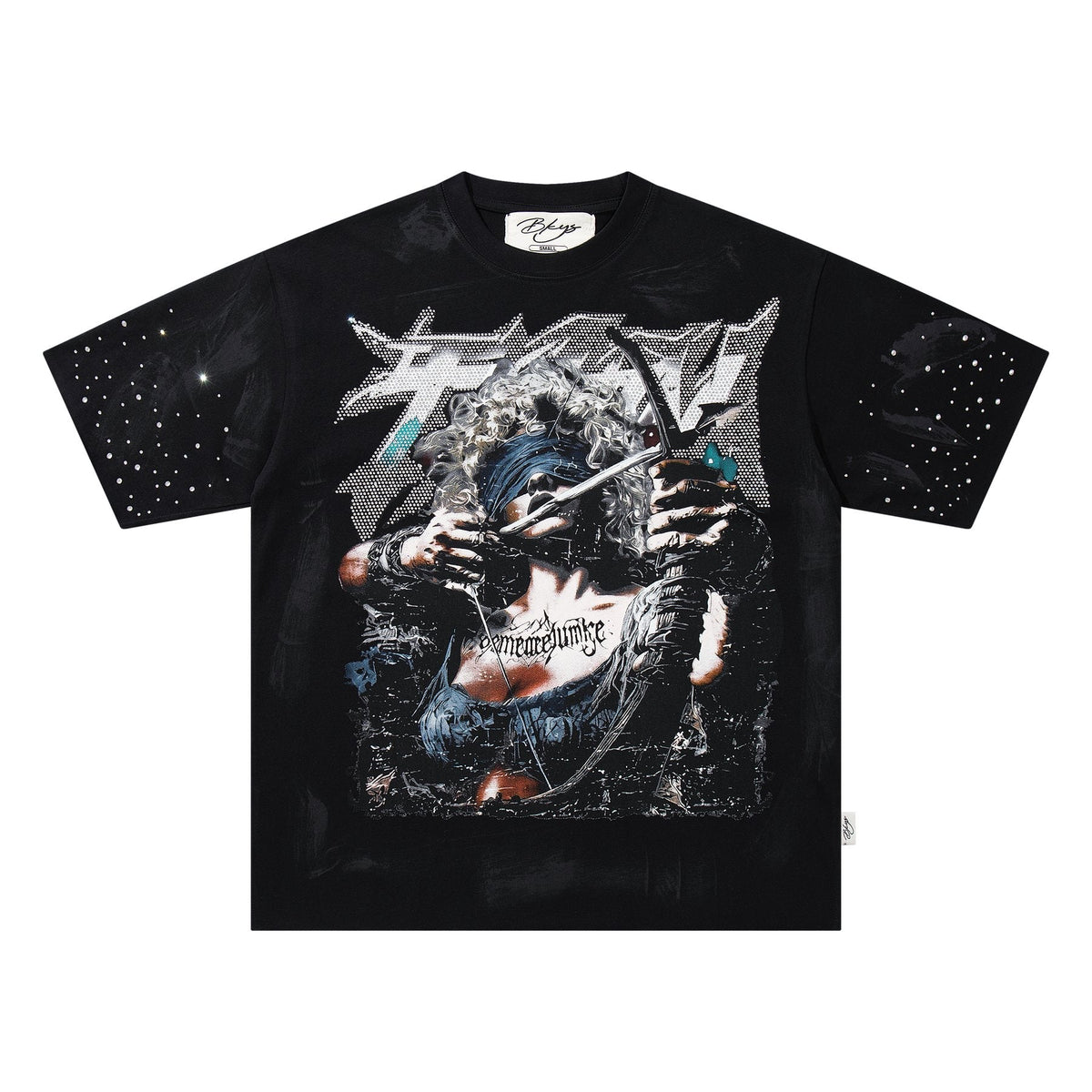 BKYS Revival Rhinestone Portrait Graphic T-Shirt