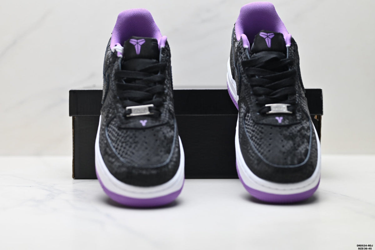 Nike Air Force 1 Low Black Purple Unisex Sneakers Style 06
