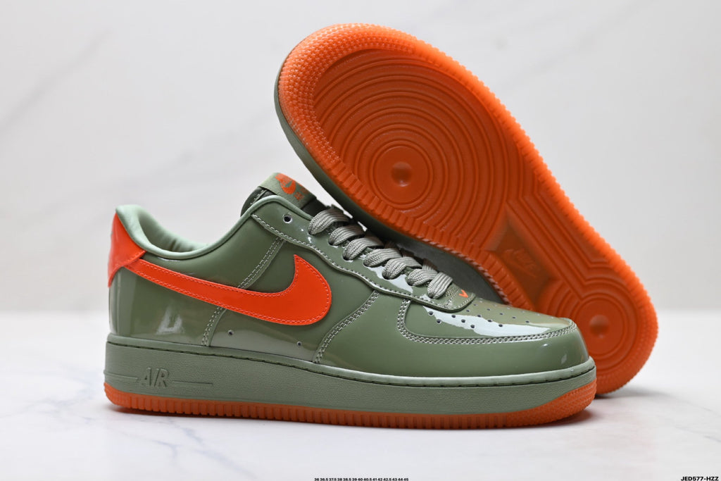 Nike Air Force 1 Low Sage Green Orange Unisex Sneakers Style 23