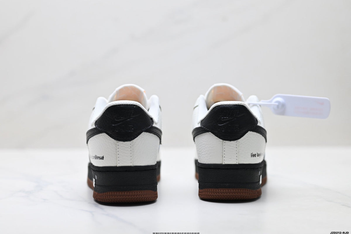 Nike Air Force 1 Low White Black Gum Text Unisex Sneakers Style 16