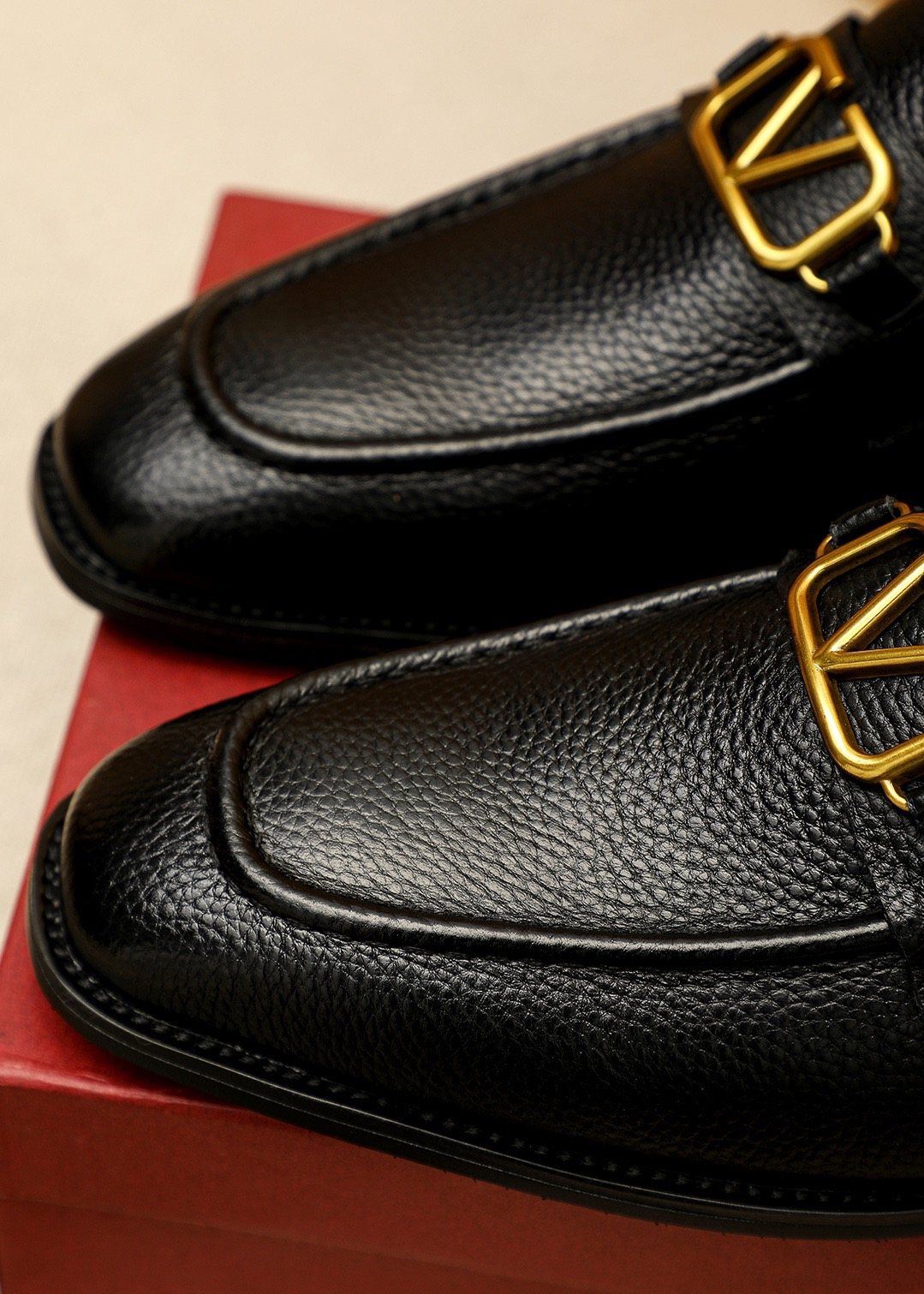 Valentino Black V-Hardware Loafers