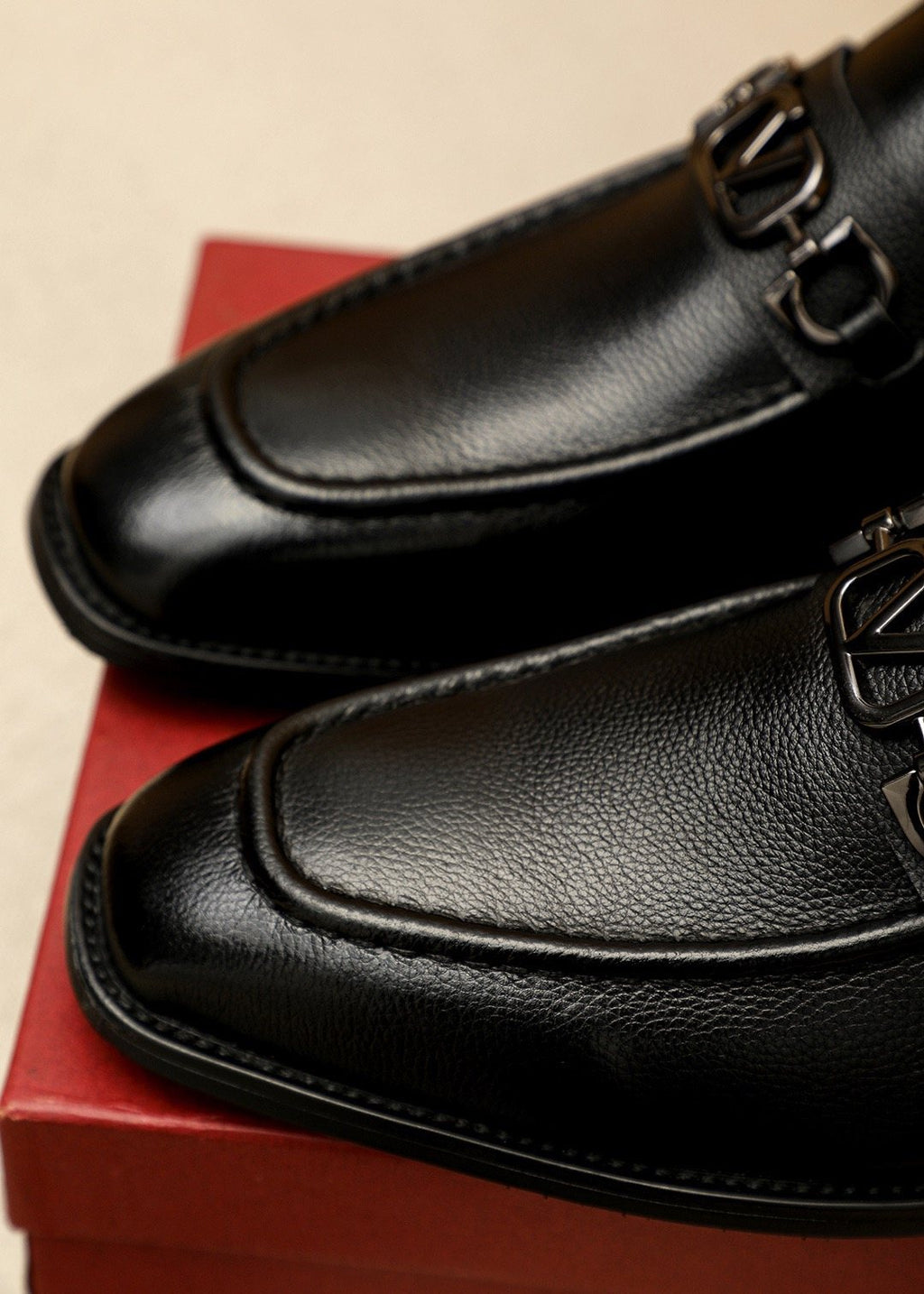 Valentino Black Metal-Hardware Loafers