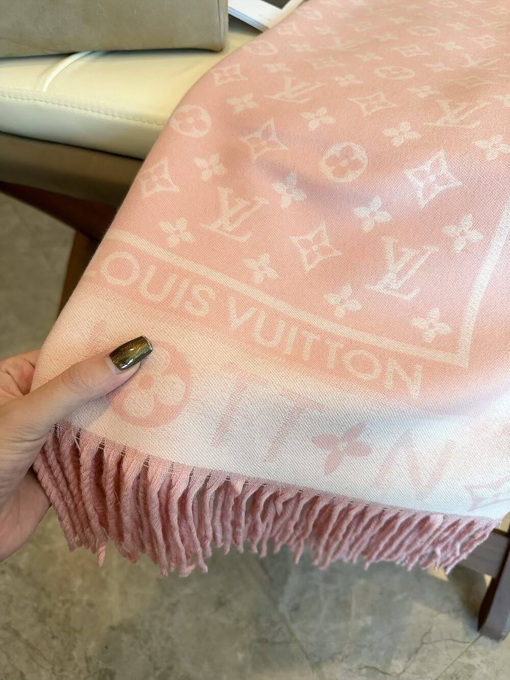 Louis Vuitton Monogram Fringe Scarf