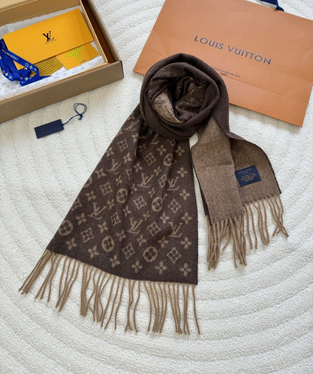 Louis Vuitton Reversible Monogram Fringed Scarf