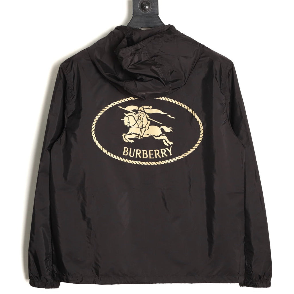 Burberry Equestrian Emblem Hooded Zip Jacket - Black